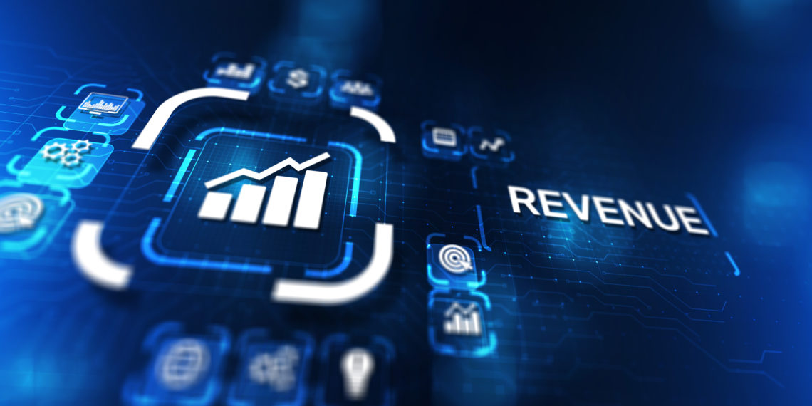 Revenue Increase sales financial growth business concept on virtual screen.