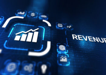 Revenue Increase sales financial growth business concept on virtual screen.