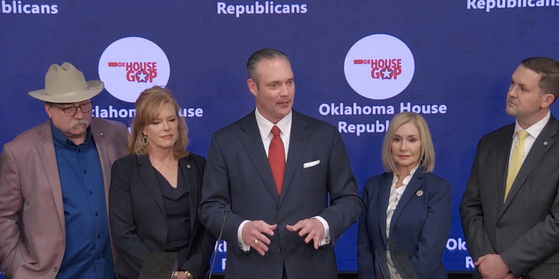 Oklahoma House Speaker Charles McCall presents the Republican House Caucus' $500 million education package.