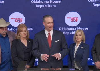 Oklahoma House Speaker Charles McCall presents the Republican House Caucus' $500 million education package.