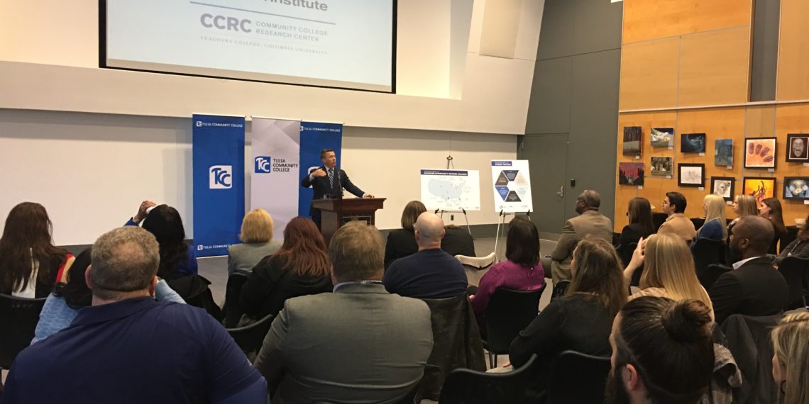 Chad Warmington, State Chamber President and CEO, speaks at Tulsa Community College.