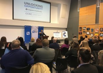 Chad Warmington, State Chamber President and CEO, speaks at Tulsa Community College.