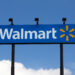 HUDSON, WI/USA - AUGUST 21, 2019: Walmart retail store sign and trademark logo.