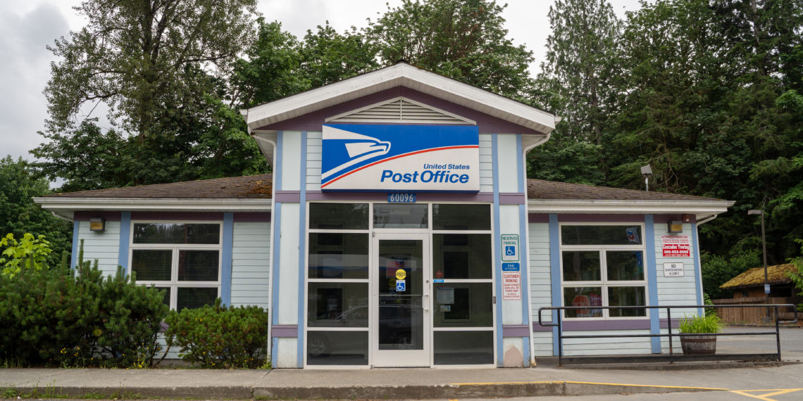 Marblemount, Washington - July 5, 2019: Exterior of the United States Post office in Marblemount, Washington in the North Cascades
