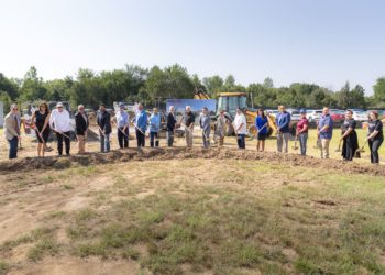 The groundbreaking of the Cherokee Film Studios expansion. Photo from Cherokee Nation's Anadisgoi website.