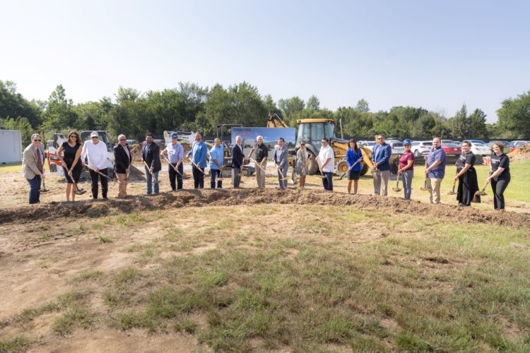 The groundbreaking of the Cherokee Film Studios expansion. Photo from Cherokee Nation's Anadisgoi website.