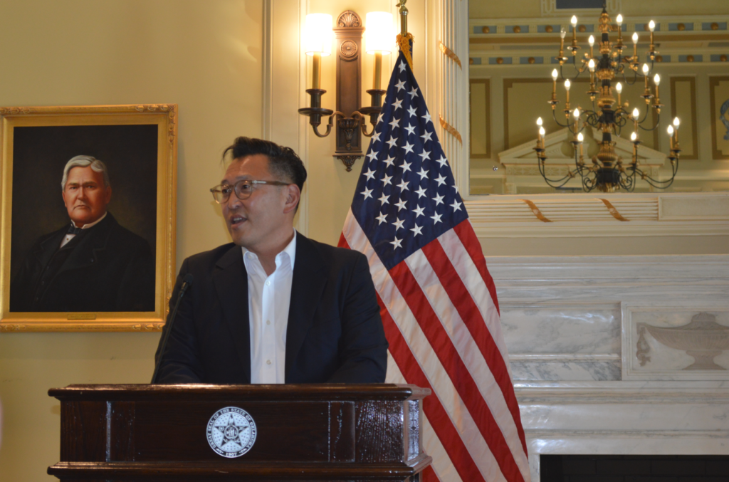 W. Robert Kang speaks about Blue Whale Materials' planned operations in Bartlesville.