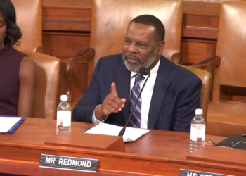 Jerome Redmond shares stories of trucking school students with members of Congress.
