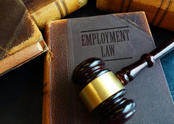 Employment Law book with legal gavel
