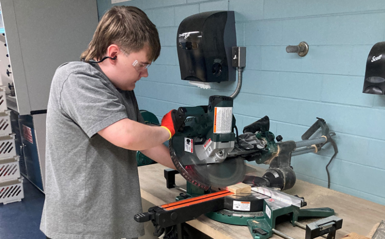 A Bartlesville High School student learning valuable construction skills that can shape his future. Photo from Douglas Boudreaux