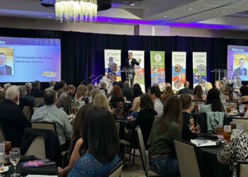 Lt. Gov. Matt Pinnell speaking during the 34th annual Main Street Awards Banquet. Photo from Oklahoma Main Street Center