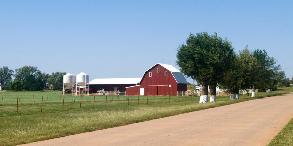 Farmland along Historic Route 66 in the state of Oklahoma