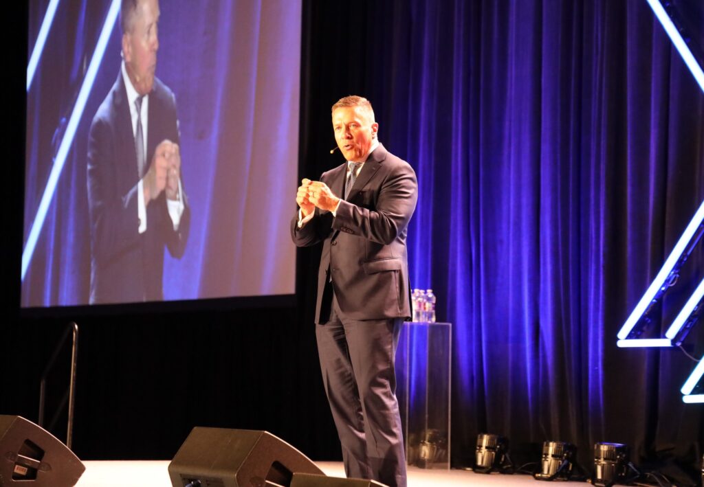 Chad Warmington speaks during the State of Business Forum.