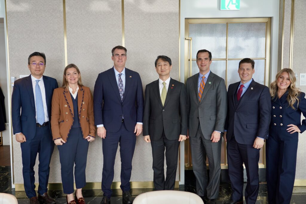 Gov. Stitt in South Korea with industrial leaders. 