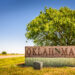 Benonine, Oklahoma, USA - May 12, 2016 : Welcome to Oklahoma road sign on I-40
