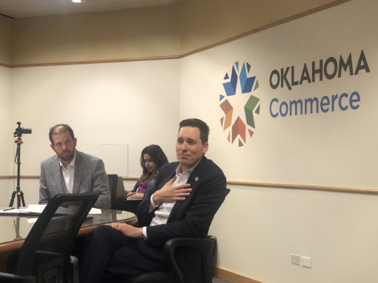 Lt. Gov. Matt Pinnell speaking during the latest Oklahoma Workforce Commission meeting.