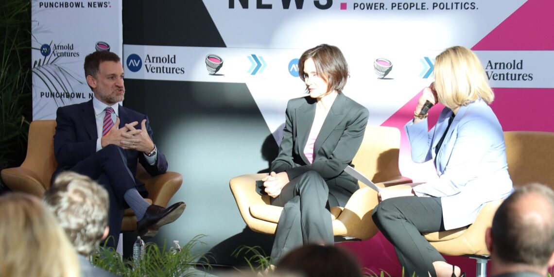 John and Laura Arnold (left and center) participating in Punchbowl News' "New Power Players" discussion.