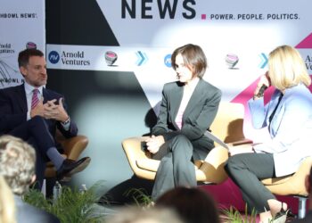 John and Laura Arnold (left and center) participating in Punchbowl News' "New Power Players" discussion.
