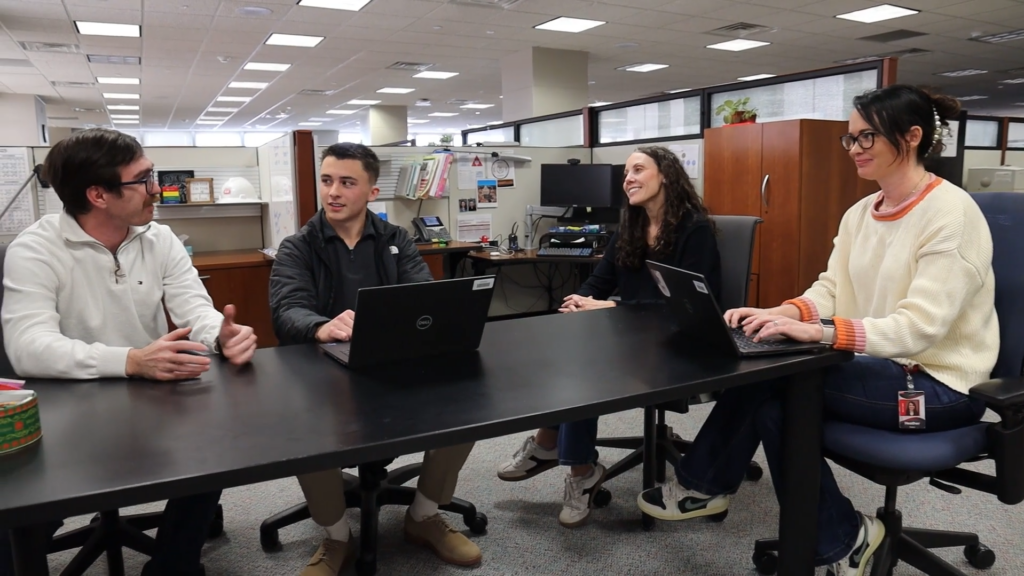 Owen May (center-left) interning at Bartlesville Business Operations & Innovation Center.