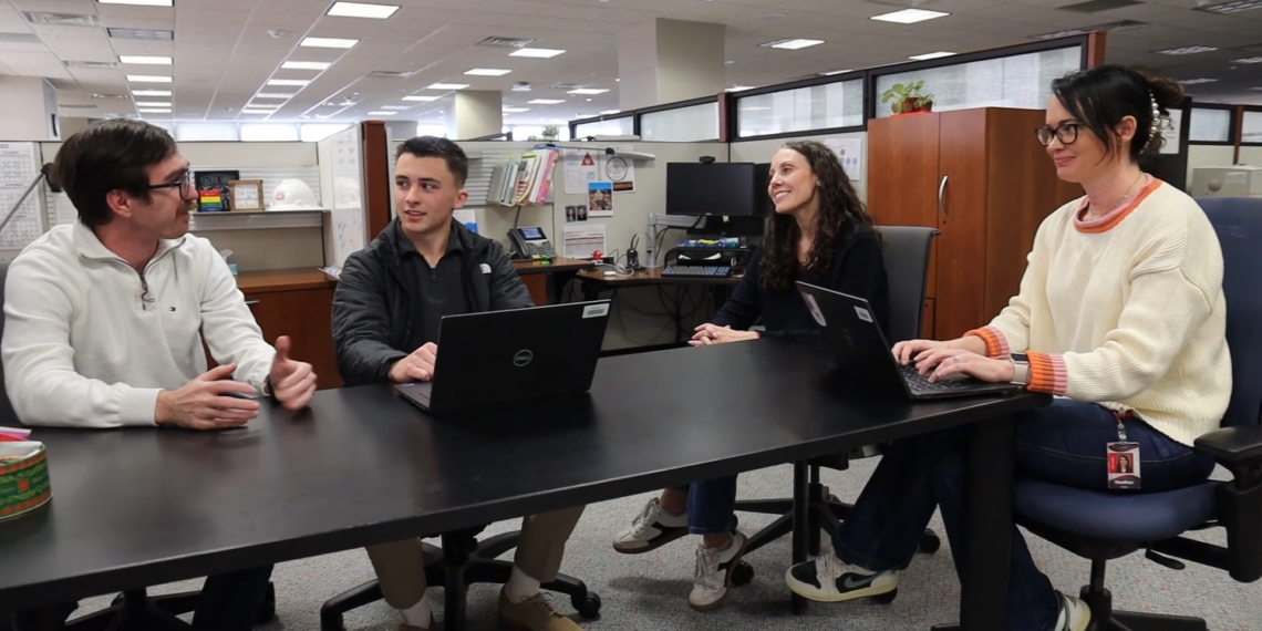 Owen May (center-left) interning at Bartlesville Business Operations & Innovation Center.