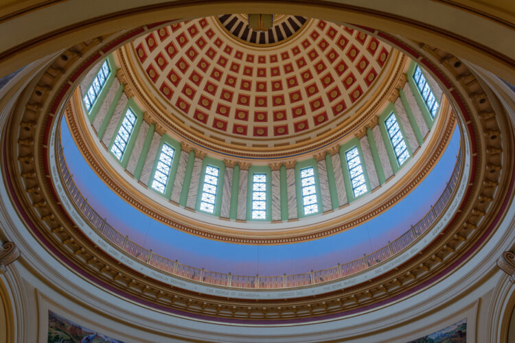 Oklahoma City, Oklahoma, United States of America - January 18, 2017. Ceiling of the dome of State Capitol of Oklahoma in Oklahoma City, OK.