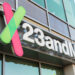 Mountain View, California - April 26, 2018: A logo sign outside of the headquarters of 23andMe. The company is an American personal genomics and biotechnology company based in Mountain View, California