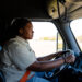 A Central Technology Center Class A CDL student behind the wheel of a semi-truck.
