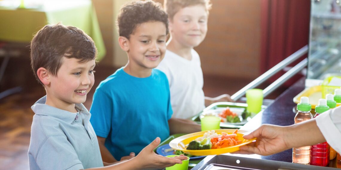 School lunch being served to students