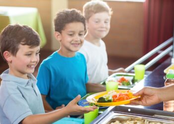 School lunch being served to students