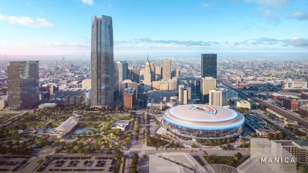 OKC Thunder Arena sky view rendering