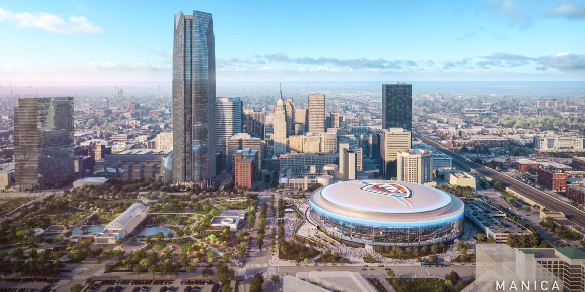 OKC Thunder Arena sky view rendering