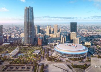 OKC Thunder Arena sky view rendering