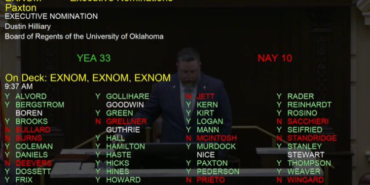 Senate confirms Hilliary to OU Board of Regents