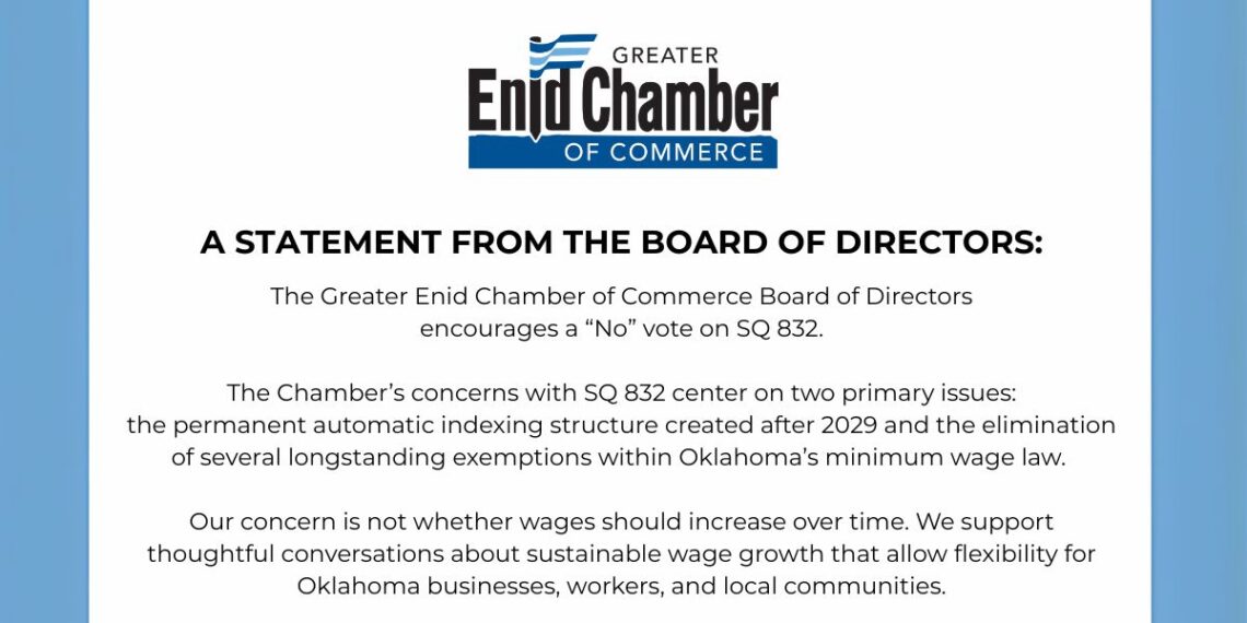 Greater Enid Chamber board expresses opposition SQ 832